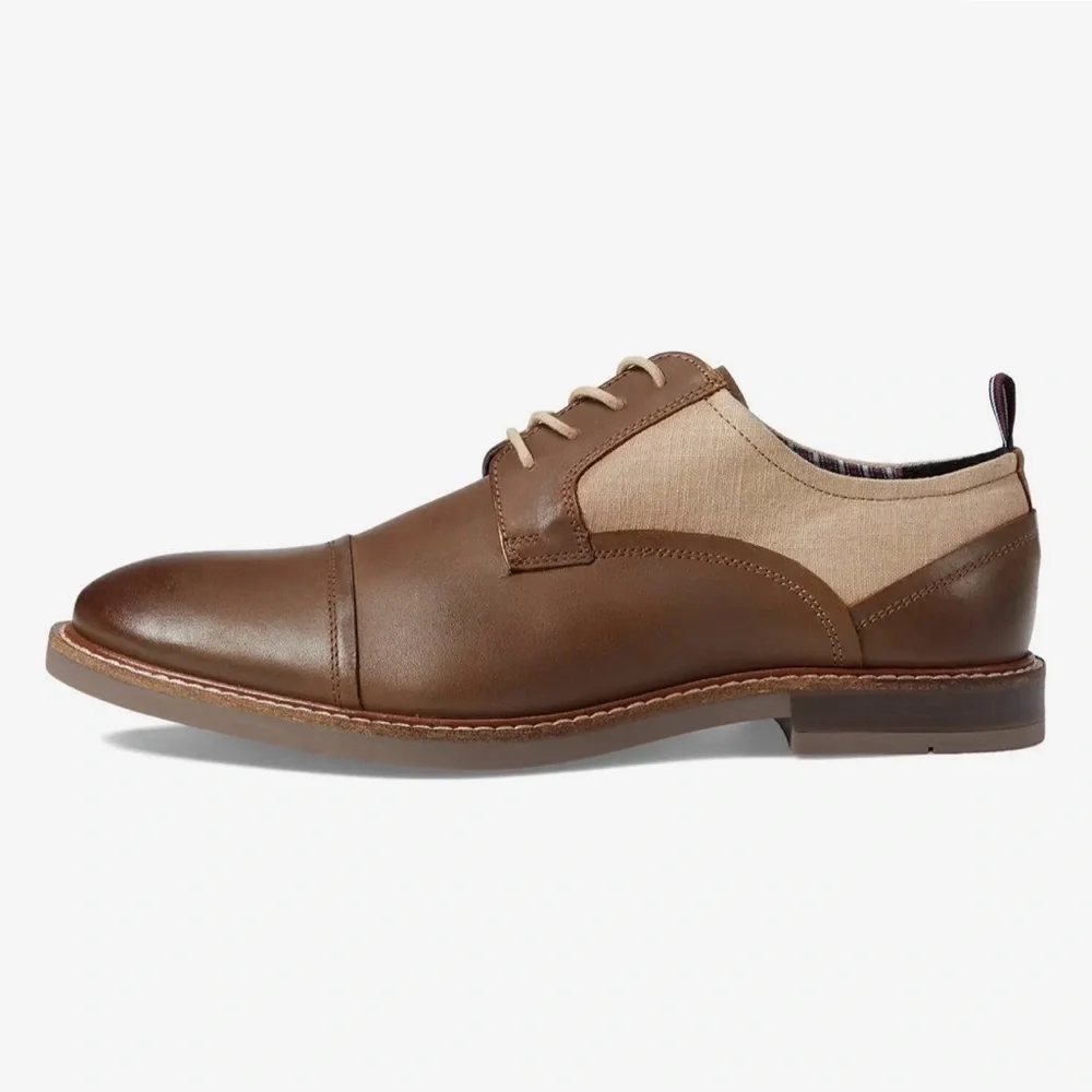 Ben Sherman Men's Birk Cap Toe Oxford in Taupe Leather NWOB